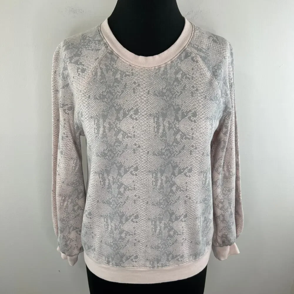 Studio David Lerner Terry Pink Gray Snakeskin Sweatshirt Pullover Top Medium M
